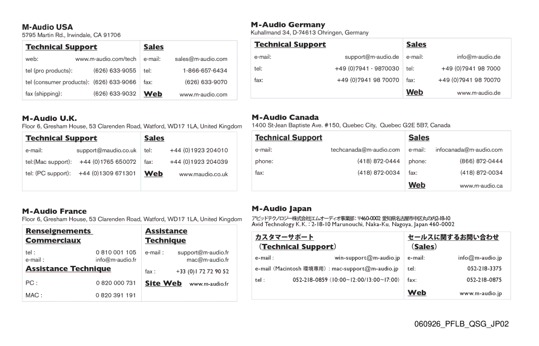 M-Audio 34/36 manual Audio USA Audio Germany 