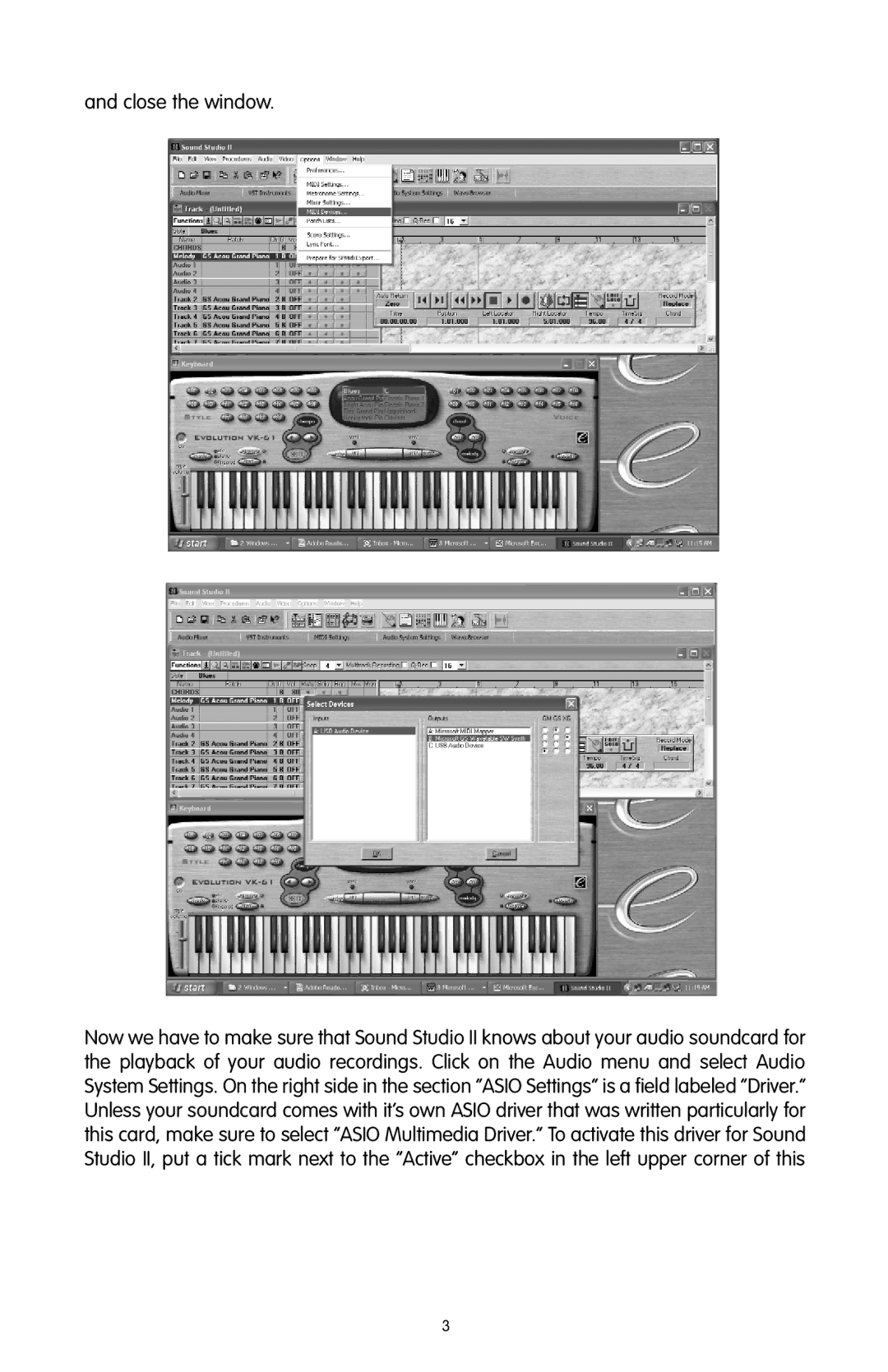 M-Audio 37 quick start Close the window 