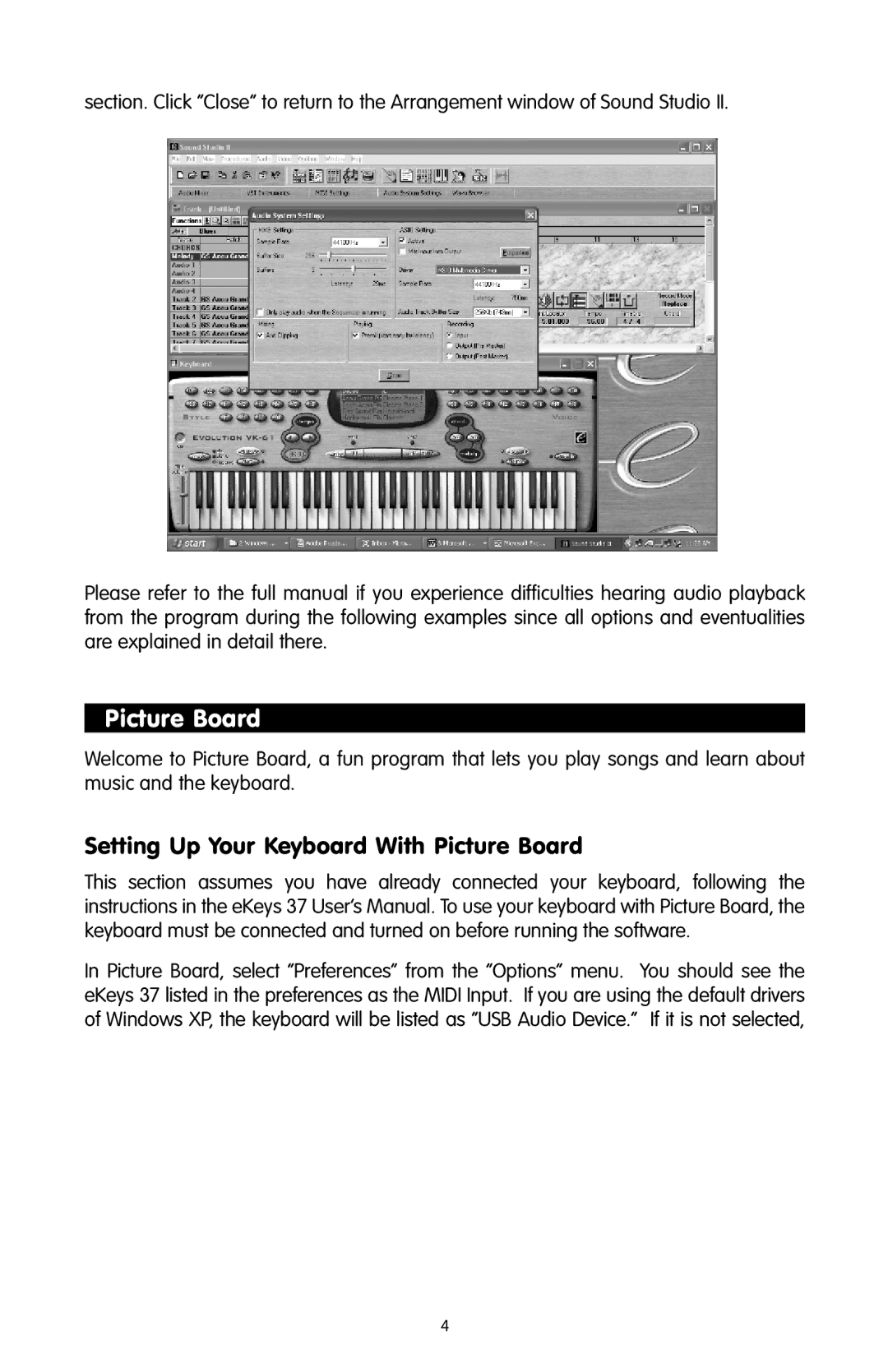 M-Audio 37 quick start Setting Up Your Keyboard With Picture Board 