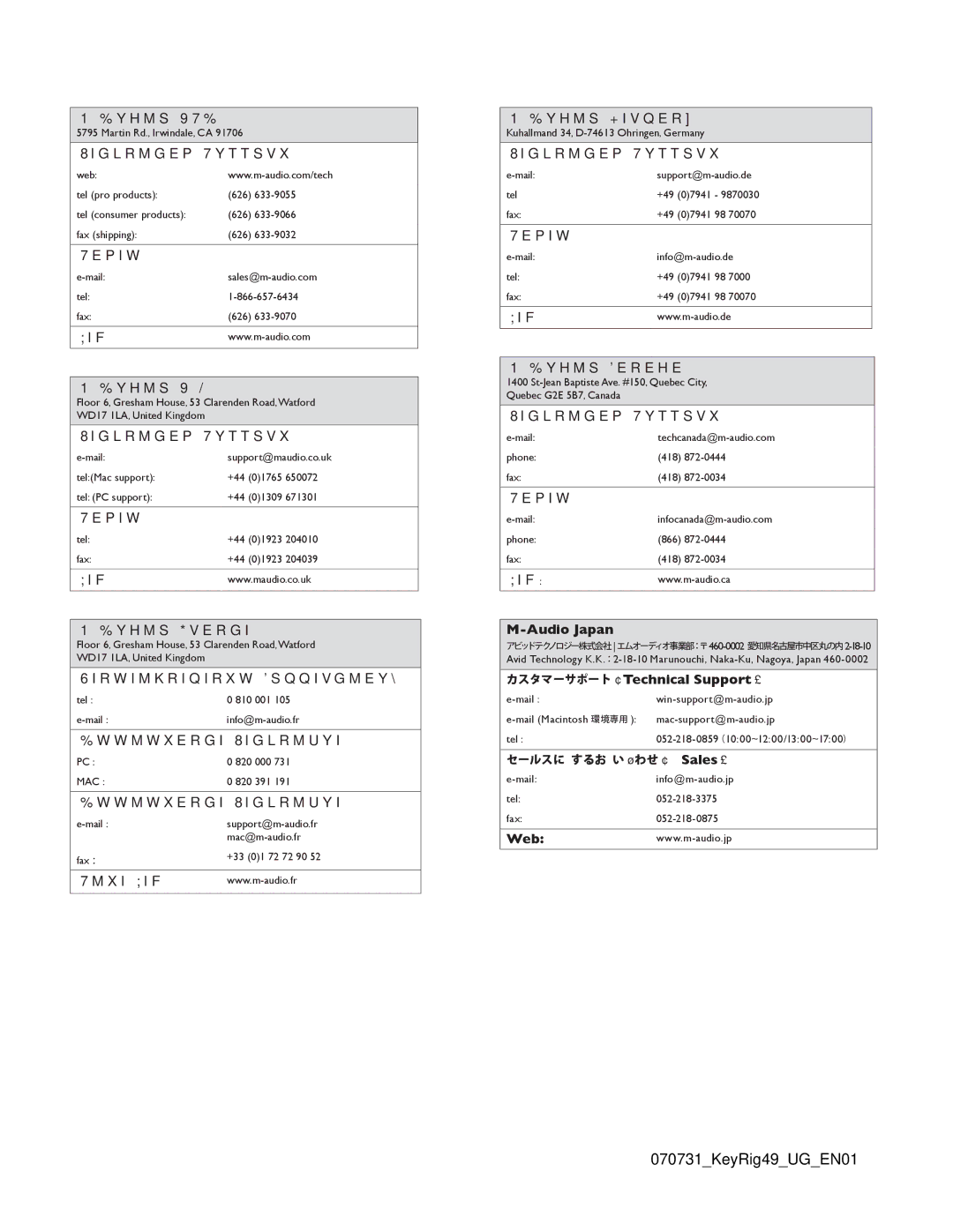 M-Audio manual 070731KeyRig49UGEN01 