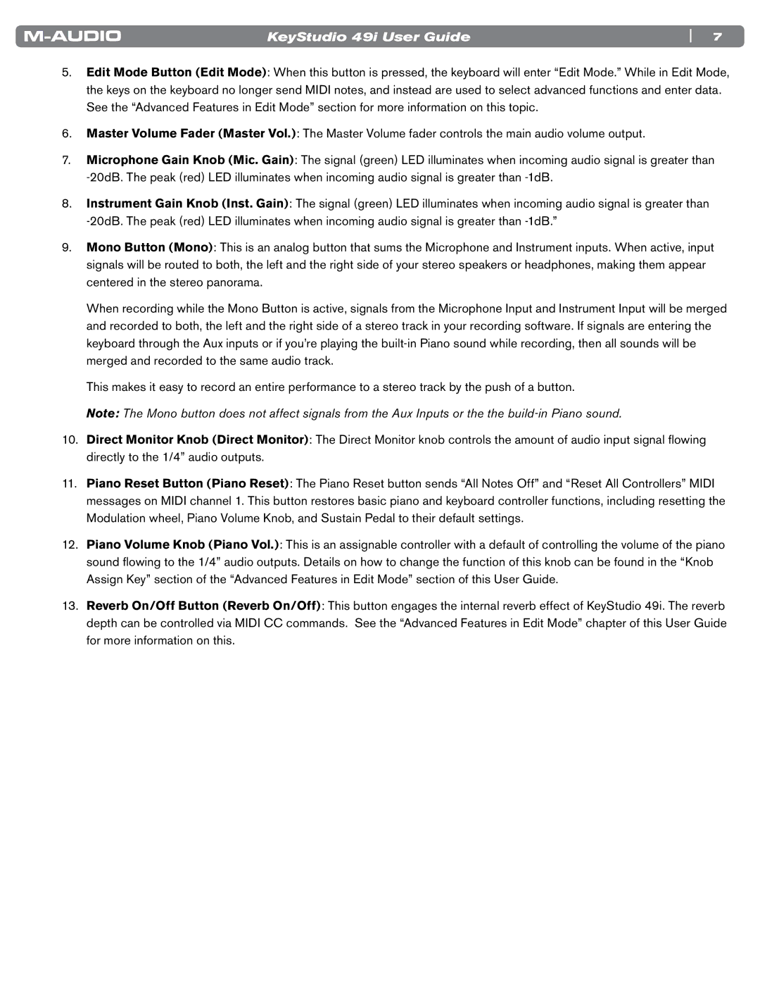 M-Audio manual KeyStudio 49i User Guide 