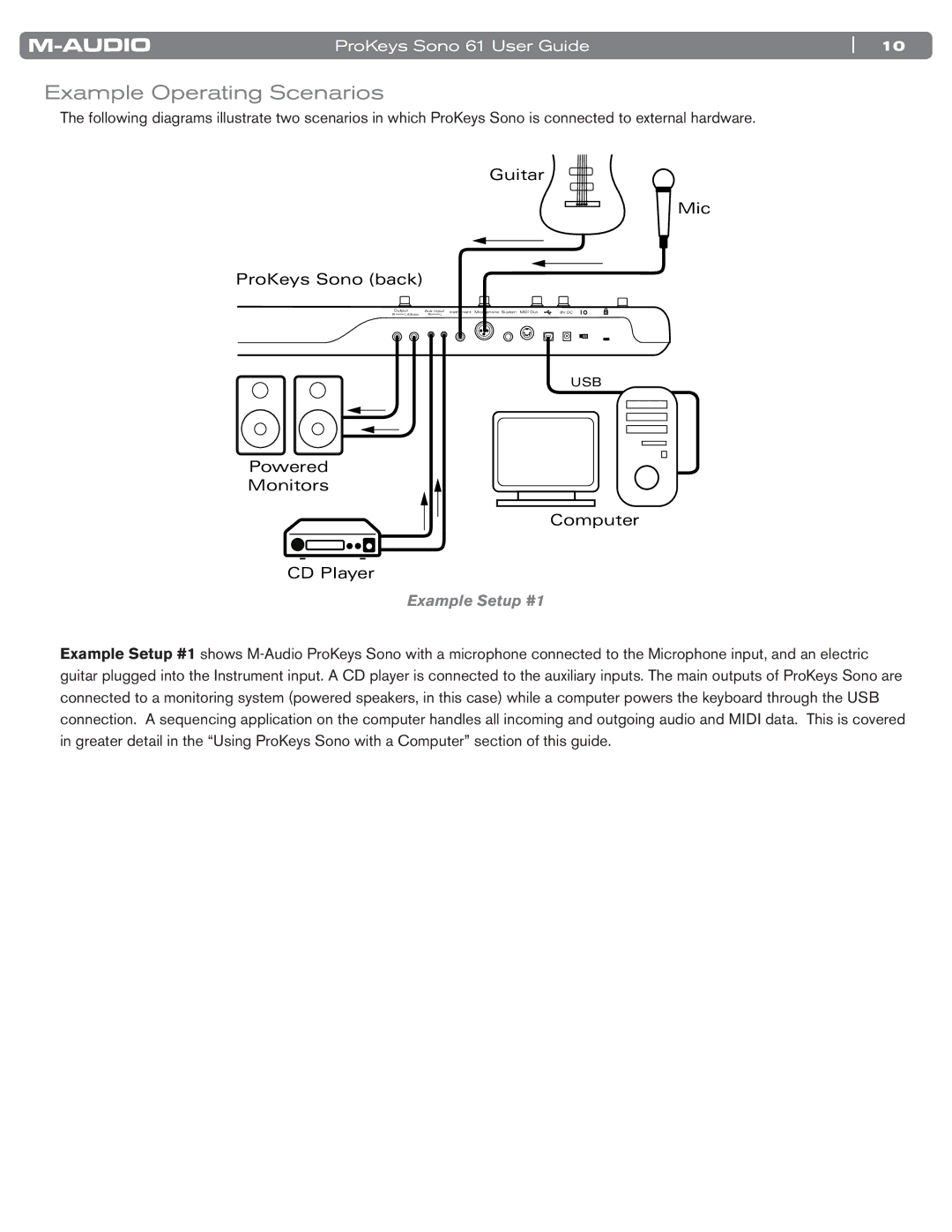 M-Audio 61 manual Example Operating Scenarios, Example Setup #1 