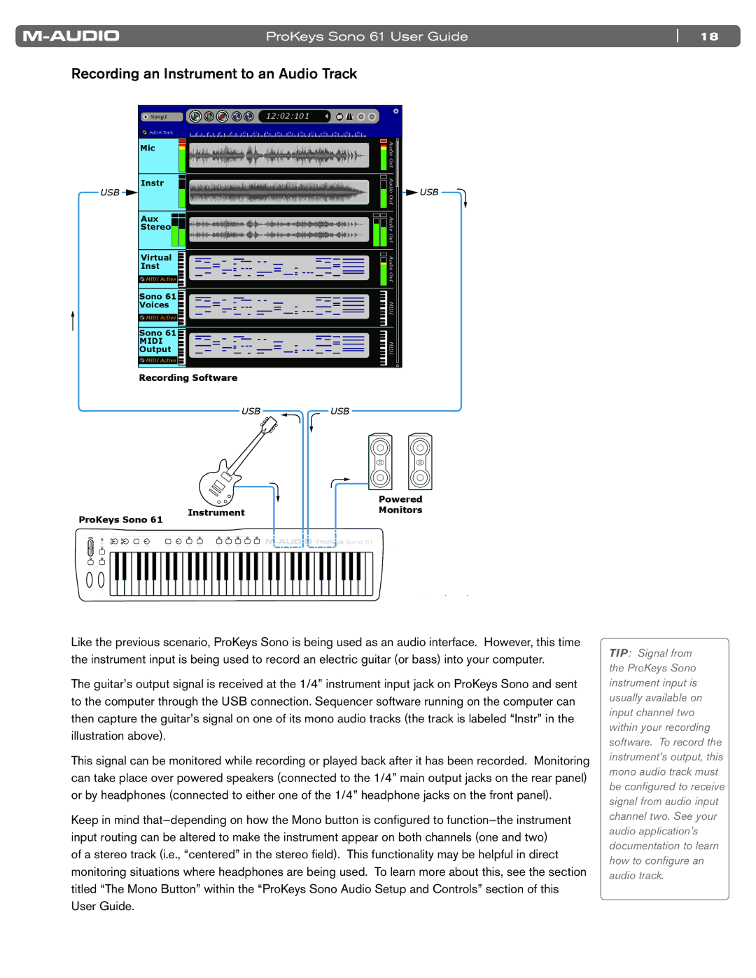 M-Audio 61 manual Recording an Instrument to an Audio Track 