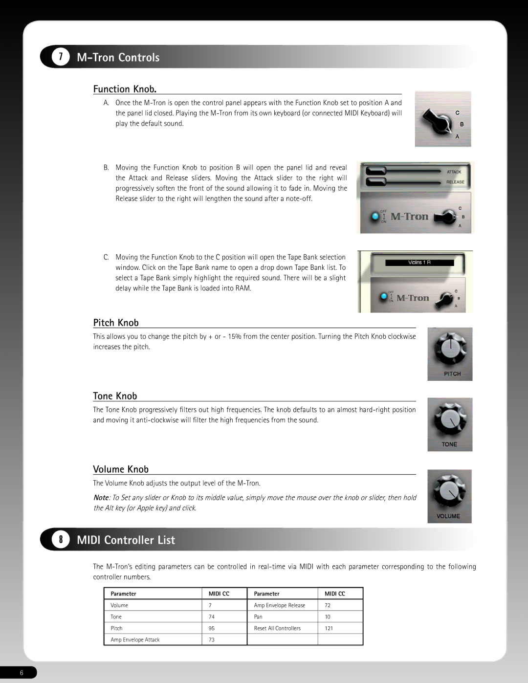 M-Audio 640-118 manual Tron Controls, Midi Controller List 