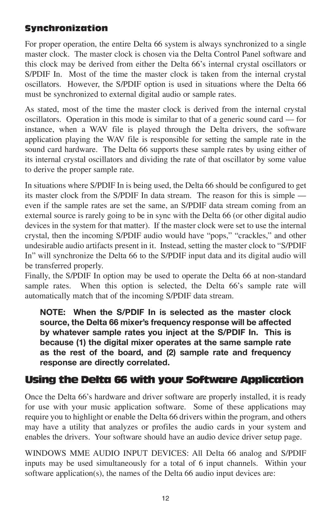 M-Audio manual Using the Delta 66 with your Software Application, Synchronization 