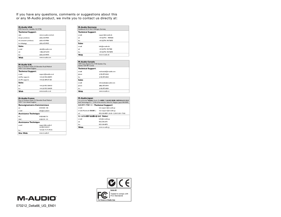 M-Audio manual 070212Delta66UGEN01 