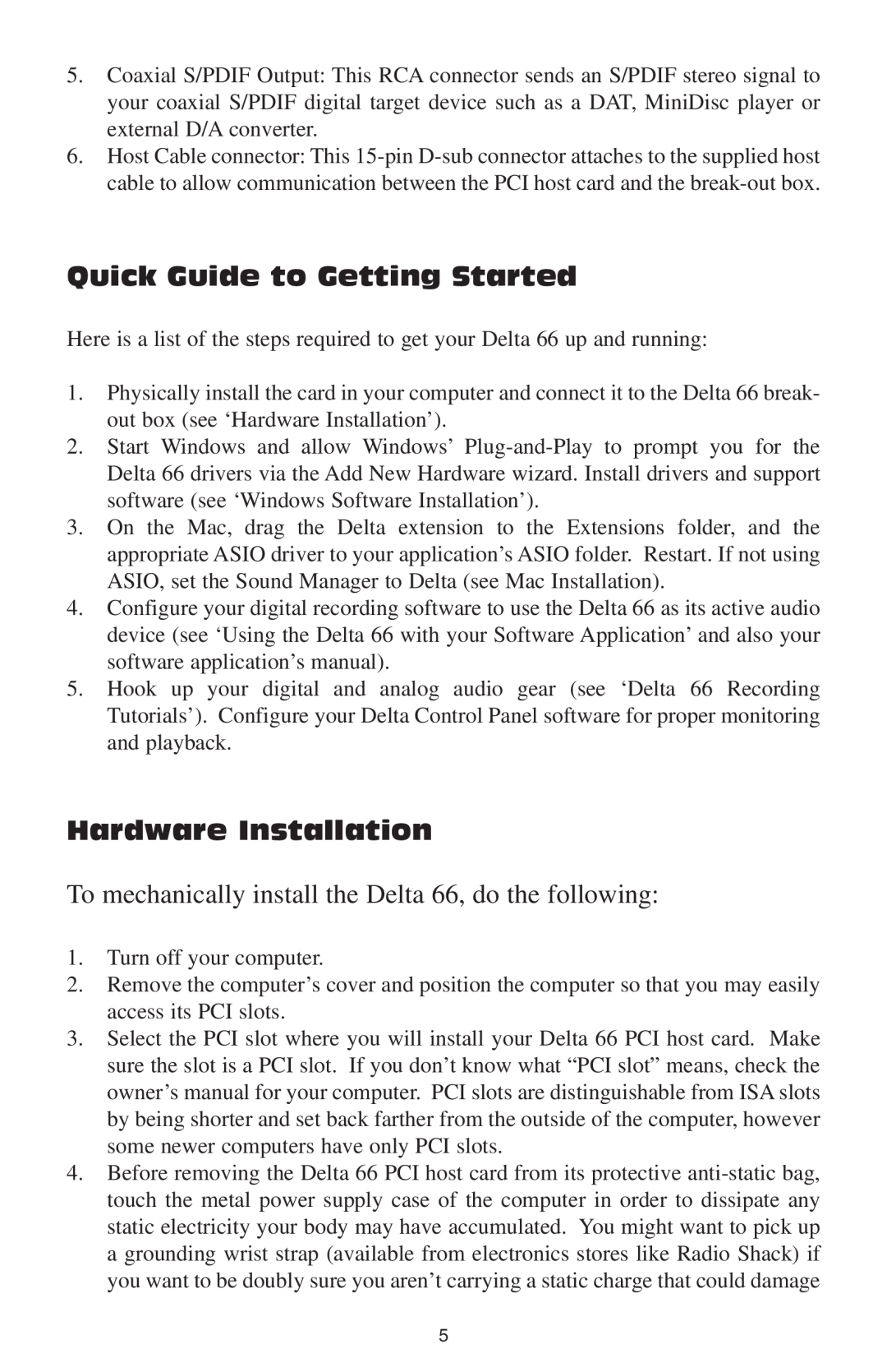 M-Audio 66 manual Quick Guide to Getting Started, Hardware Installation 