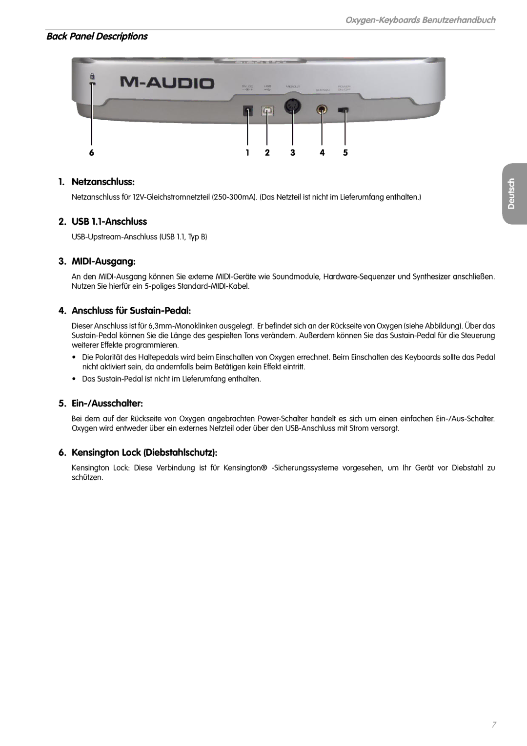 M-Audio 8 V2 manual Back Panel Descriptions 