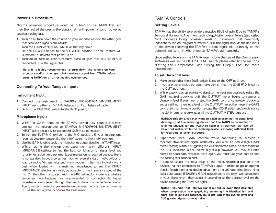 M-Audio 81602 specifications Tampa Controls 