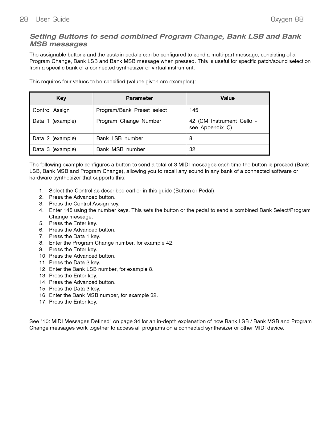 M-Audio 88 manual 28 User Guide Oxygen 