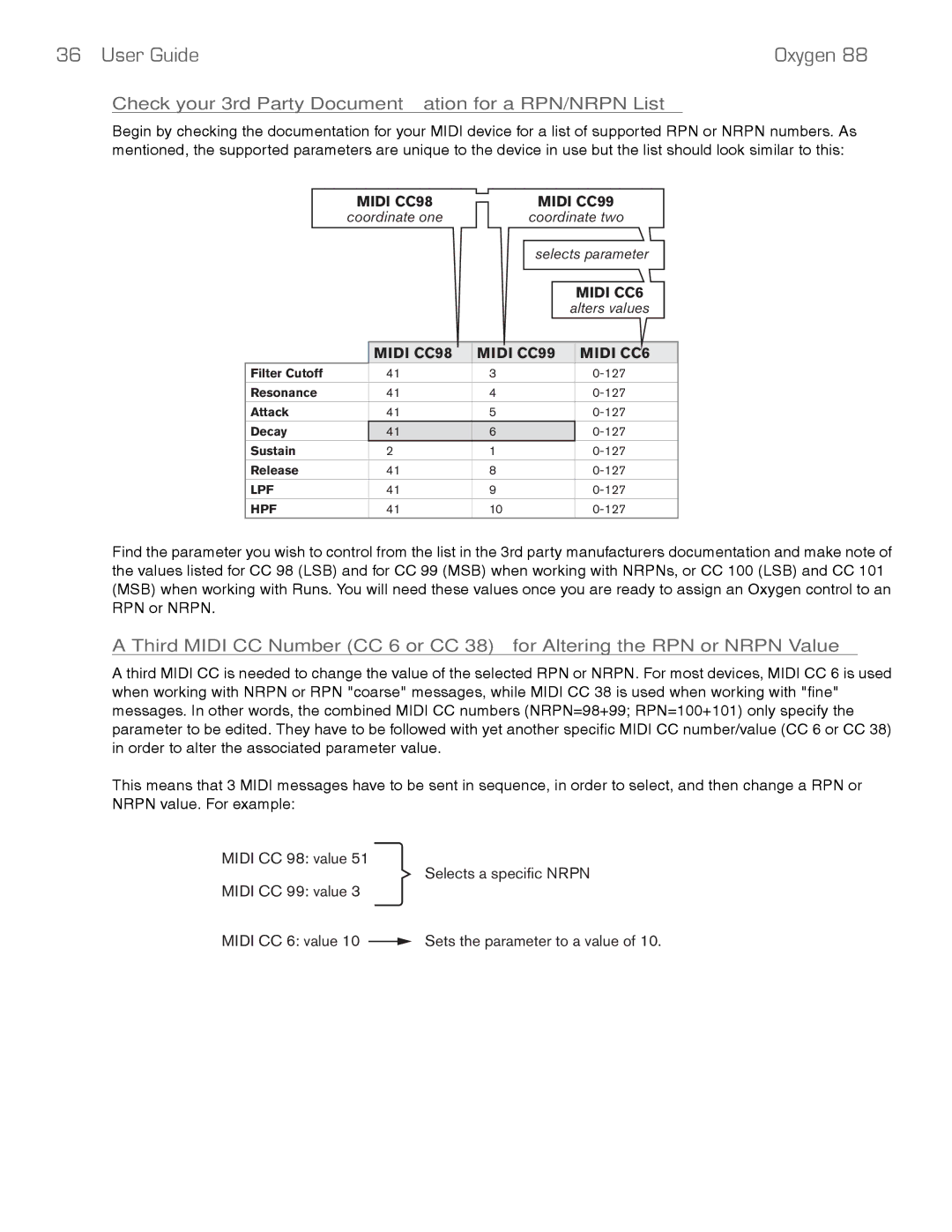 M-Audio 88 manual 36 User Guide Oxygen 