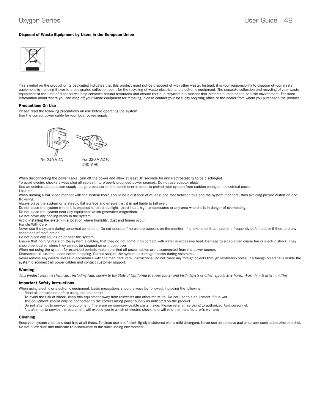 M-Audio 88 manual Disposal of Waste Equipment by Users in the European Union 