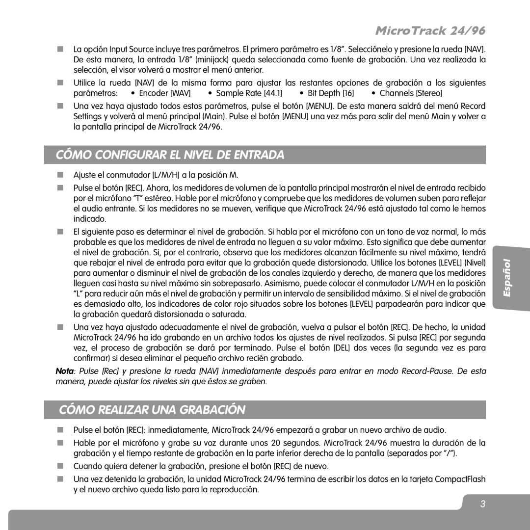 M-Audio 96 manual Cómo Configurar EL Nivel DE Entrada 