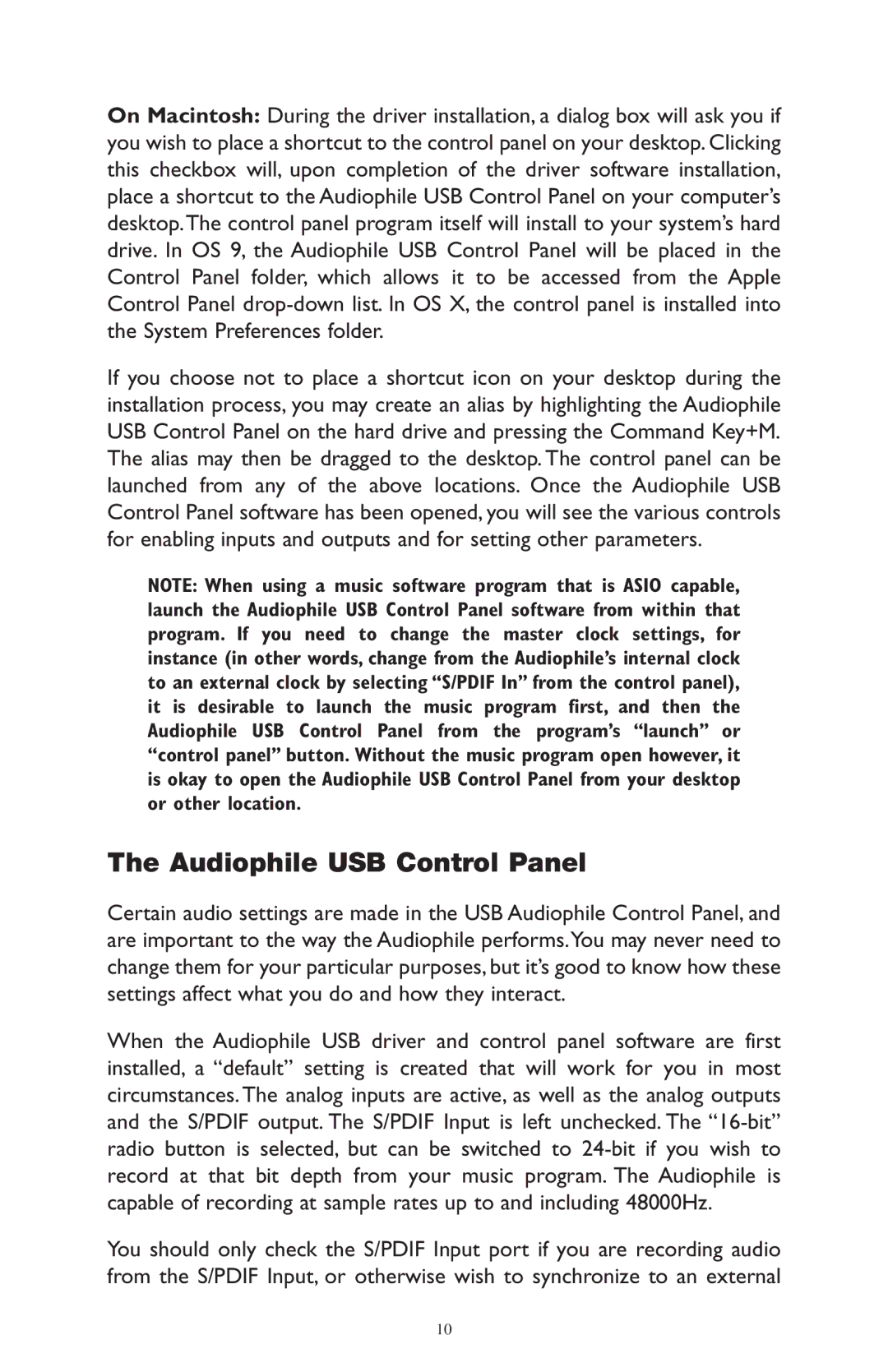 M-Audio AP-012403 owner manual Audiophile USB Control Panel 