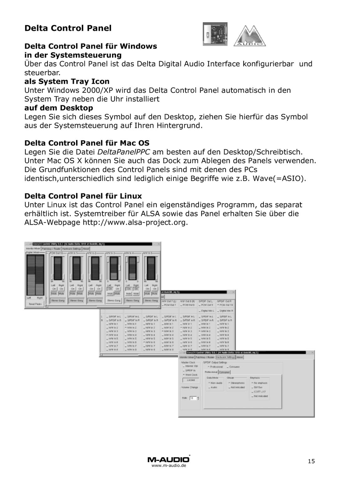 M-Audio Audiophile 2496 manual Delta Control Panel 