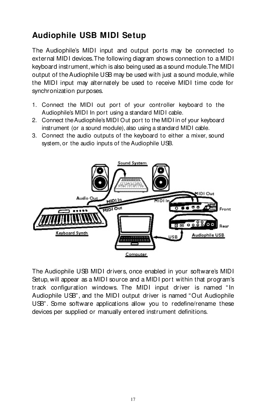 M-Audio owner manual Audiophile USB Midi Setup 