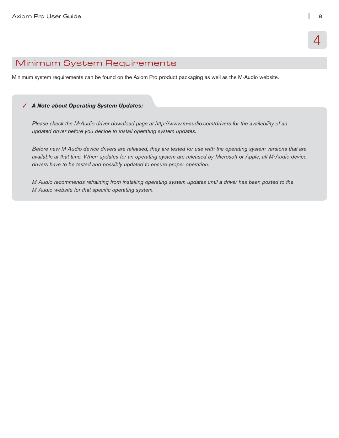 M-Audio Axiom Pro manual Minimum System Requirements 