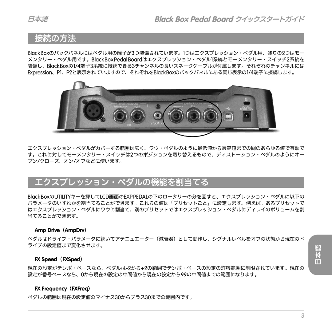 M-Audio Black Box Pedal Board quick start 接続の方法, エクスプレッション・ペダルの機能を割当てる 