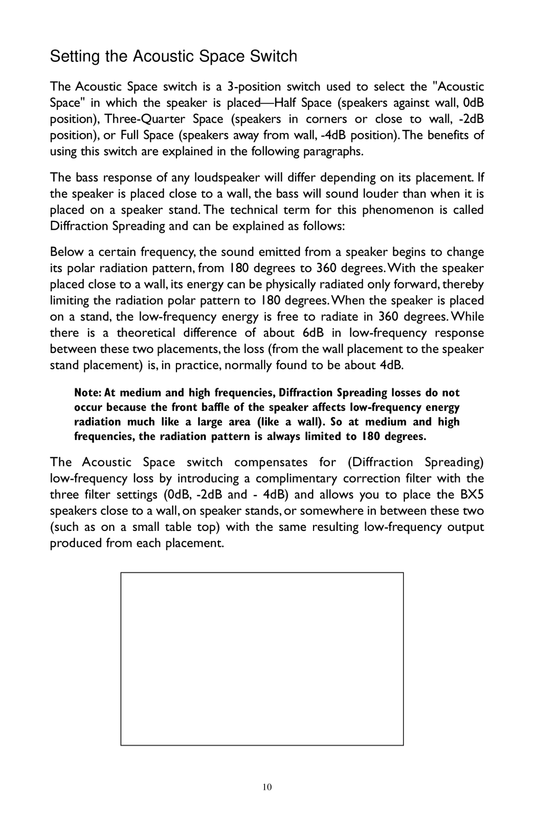 M-Audio BX5 user manual Setting the Acoustic Space Switch 