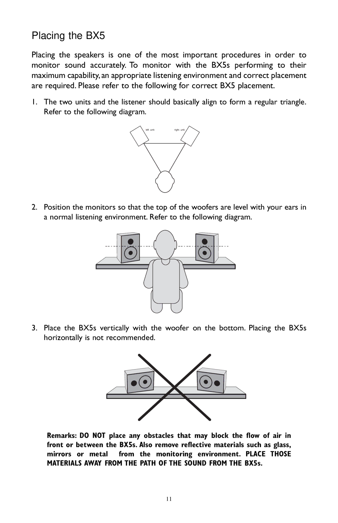 M-Audio user manual Placing the BX5 