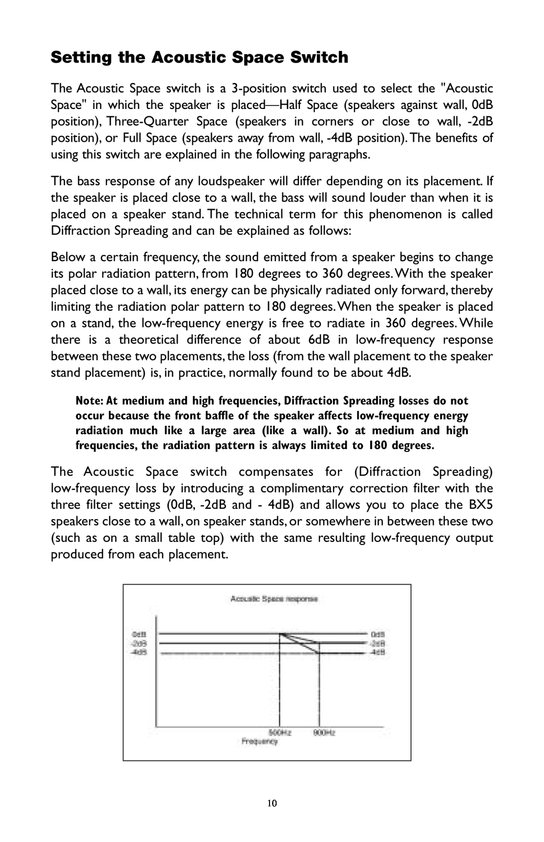 M-Audio BX5 user manual Setting the Acoustic Space Switch 