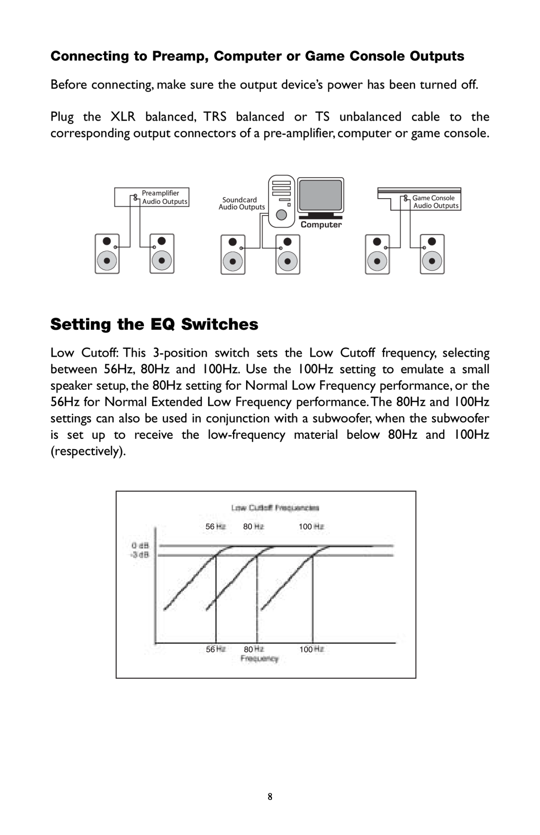 M-Audio BX5 user manual Setting the EQ Switches 