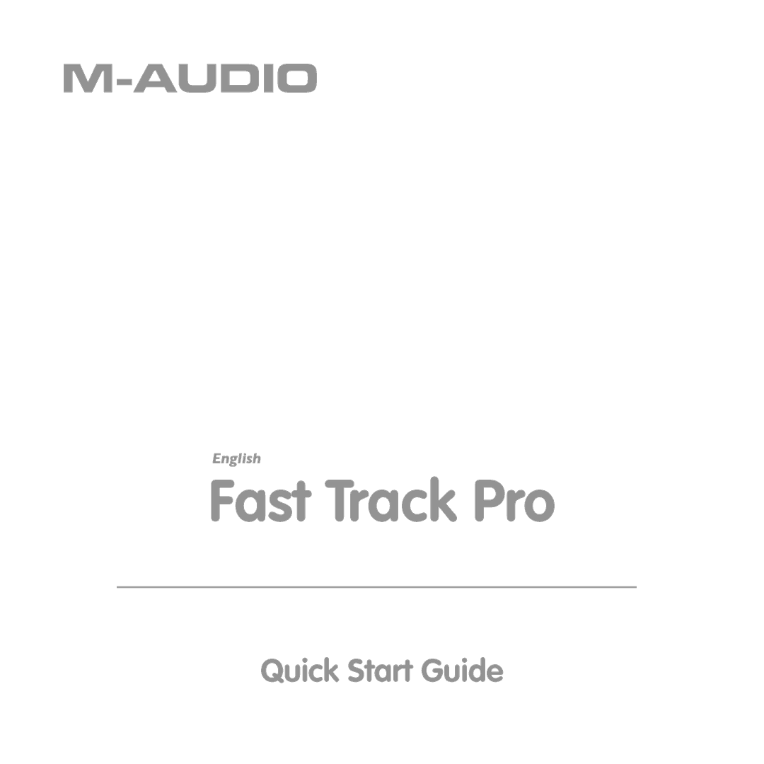 M-Audio Computer Drive quick start Fast Track Pro 