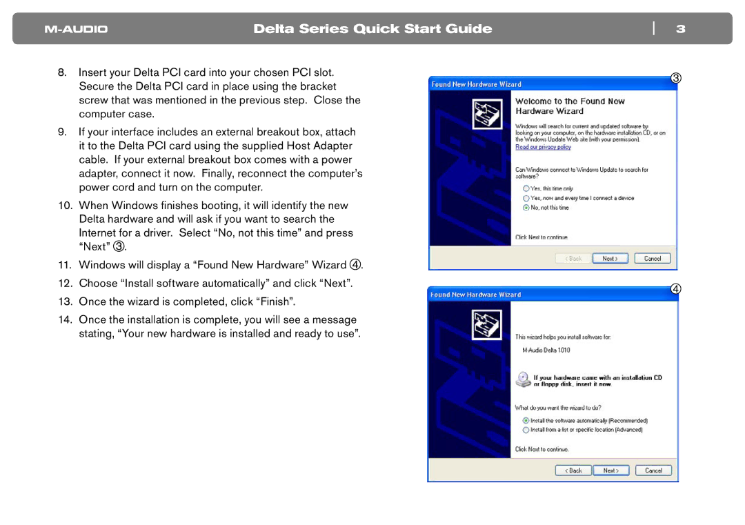 M-Audio Computer Hardware quick start Delta Series Quick Start Guide 