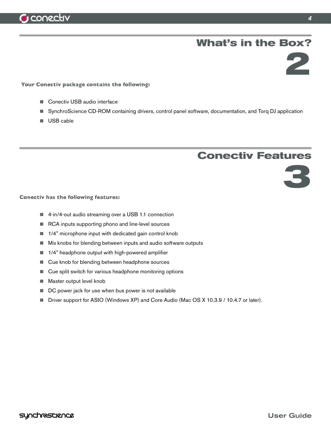 M-Audio manual What’s in the Box?, Conectiv Features, Your Conectiv package contains the following 