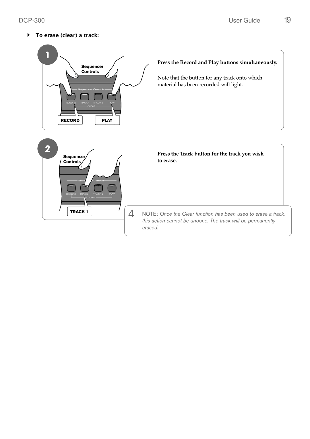 M-Audio DCP-300 manual ‣ To erase clear a track 