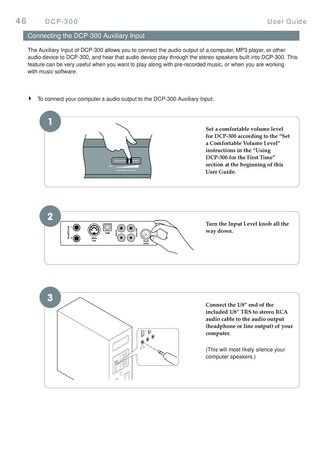 M-Audio manual Connecting the DCP-300 Auxiliary Input 