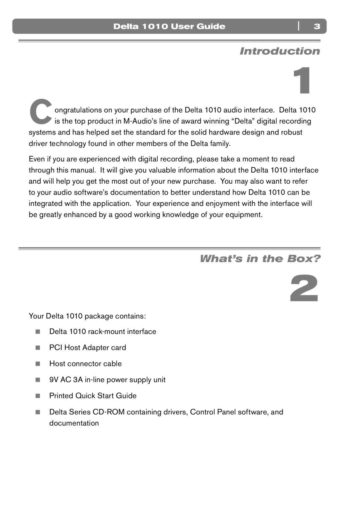 M-Audio DELTA 1010 manual Introduction, What’s in the Box? 