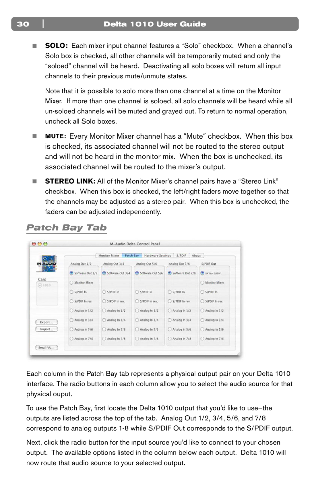 M-Audio DELTA 1010 manual Patch Bay Tab 
