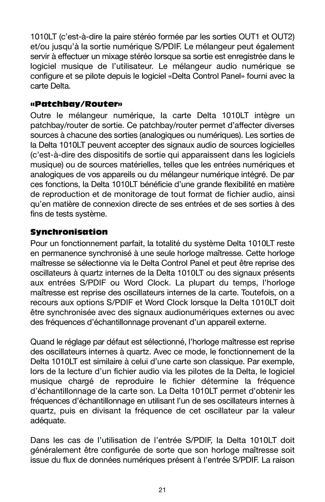 M-Audio DELTA 1010LT manual «Patchbay/Router», Synchronisation 