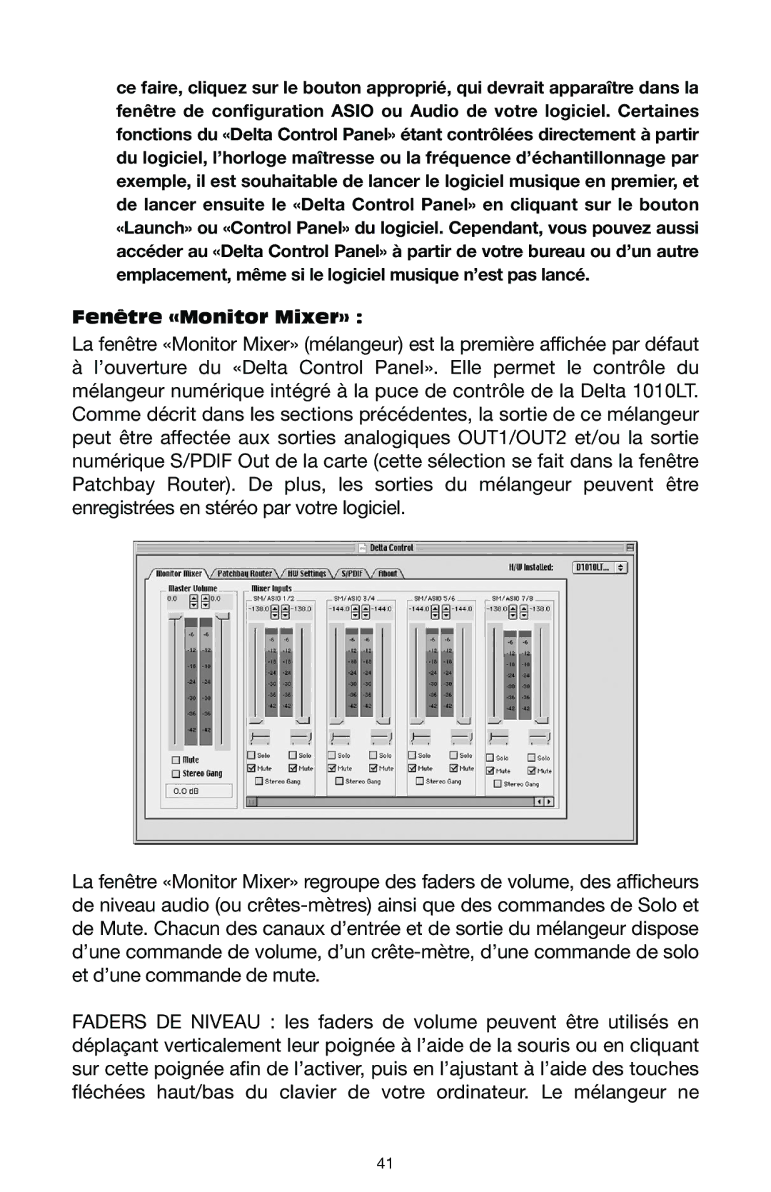 M-Audio DELTA 1010LT manual Fenêtre «Monitor Mixer» 