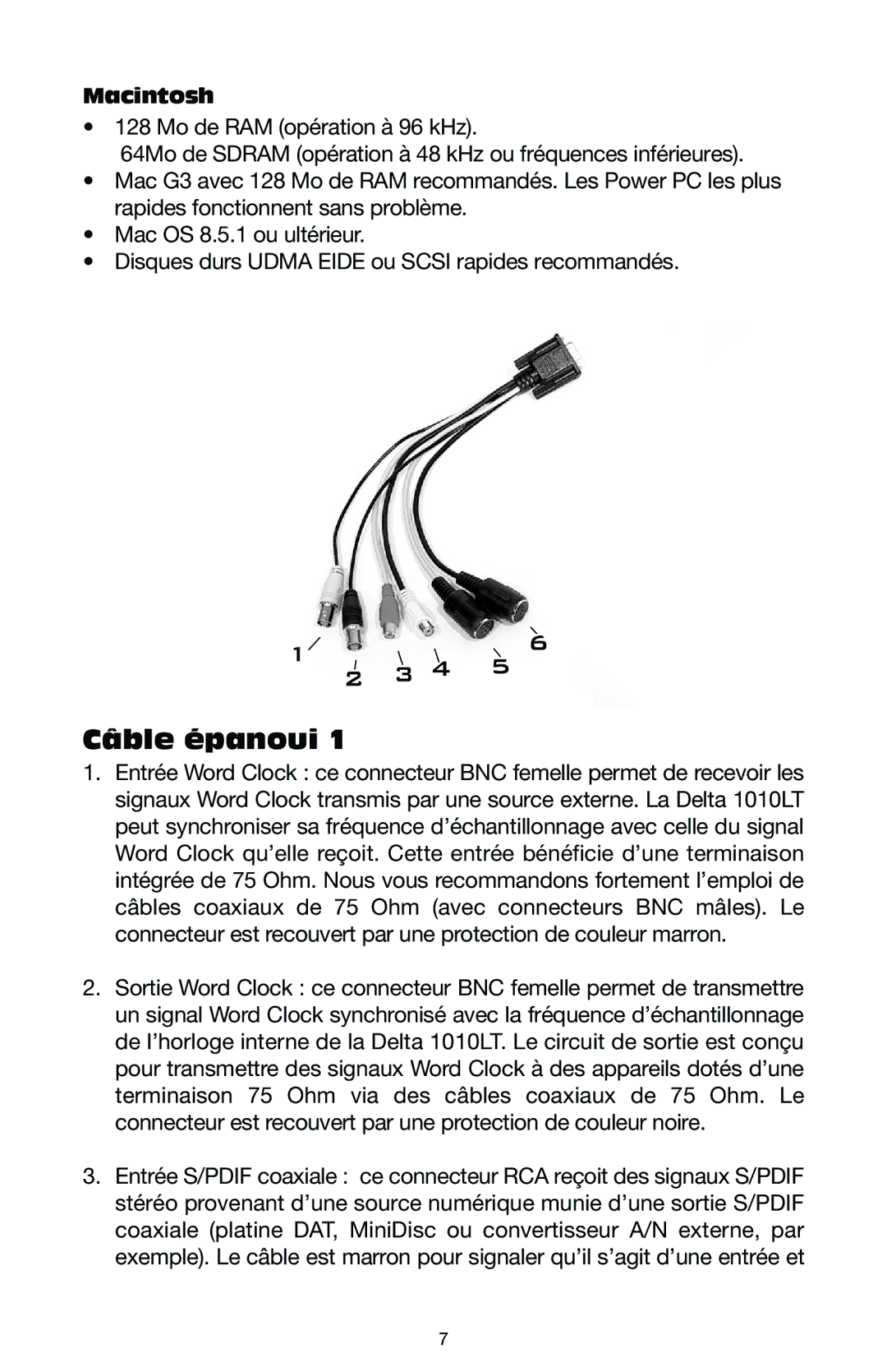 M-Audio DELTA 1010LT manual Câble épanoui, Macintosh 