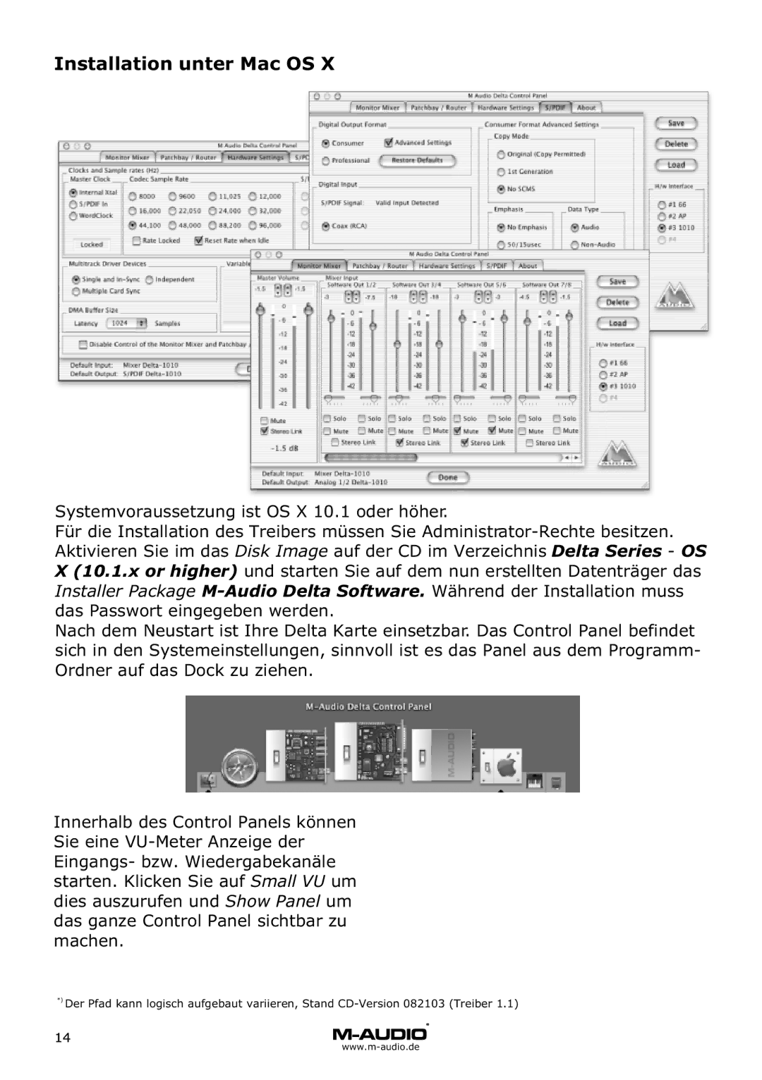 M-Audio Delta 66 manual Installation unter Mac OS 