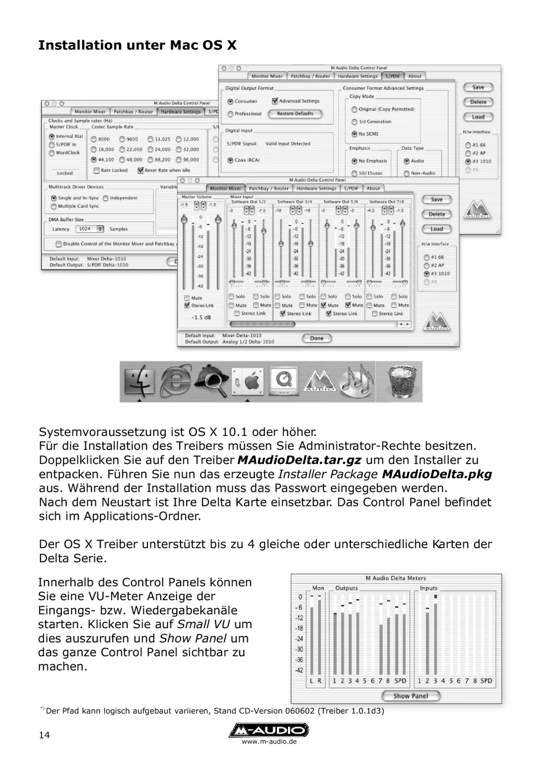 M-Audio Delta TDIF manual Installation unter Mac OS 