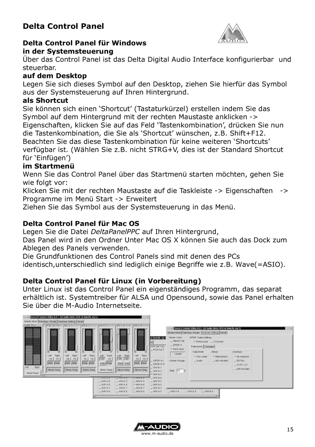 M-Audio Delta TDIF manual Delta Control Panel 