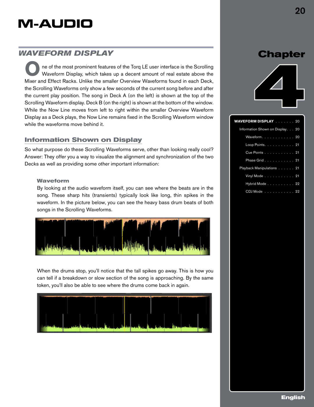 M-Audio Digital DJ System manual Waveform Display, Information Shown on Display 