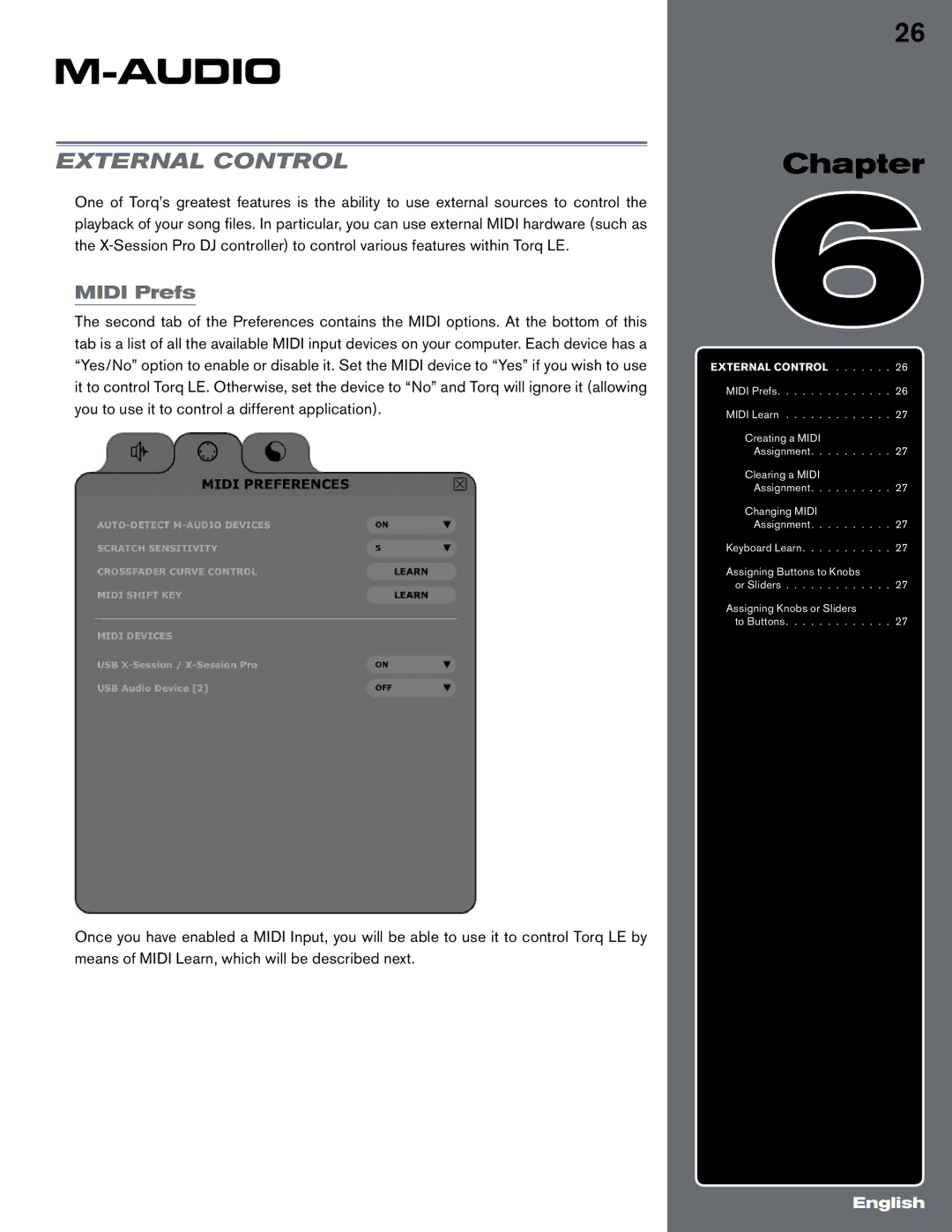 M-Audio Digital DJ System manual External Control, Midi Prefs 