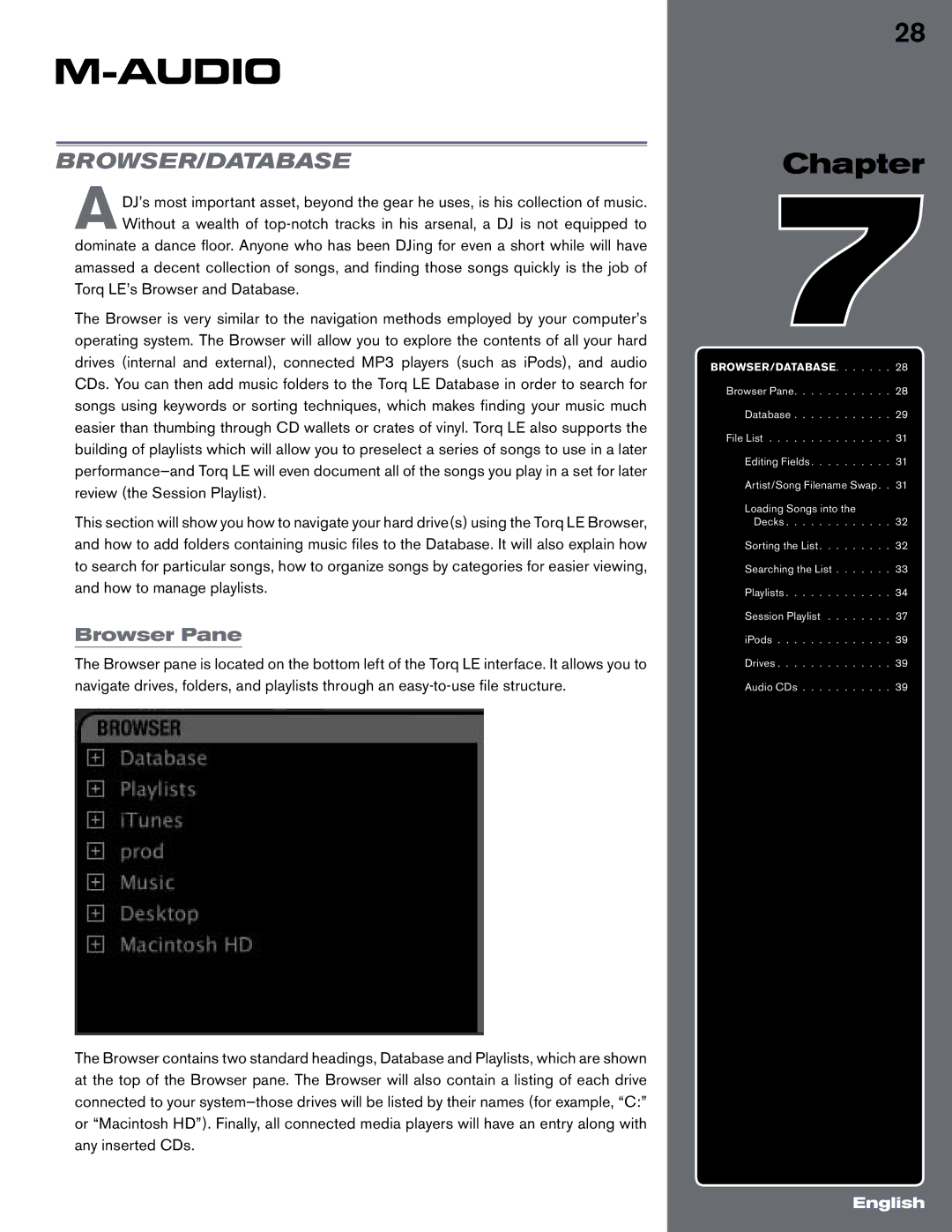 M-Audio Digital DJ System manual Browser/Database, Browser Pane 