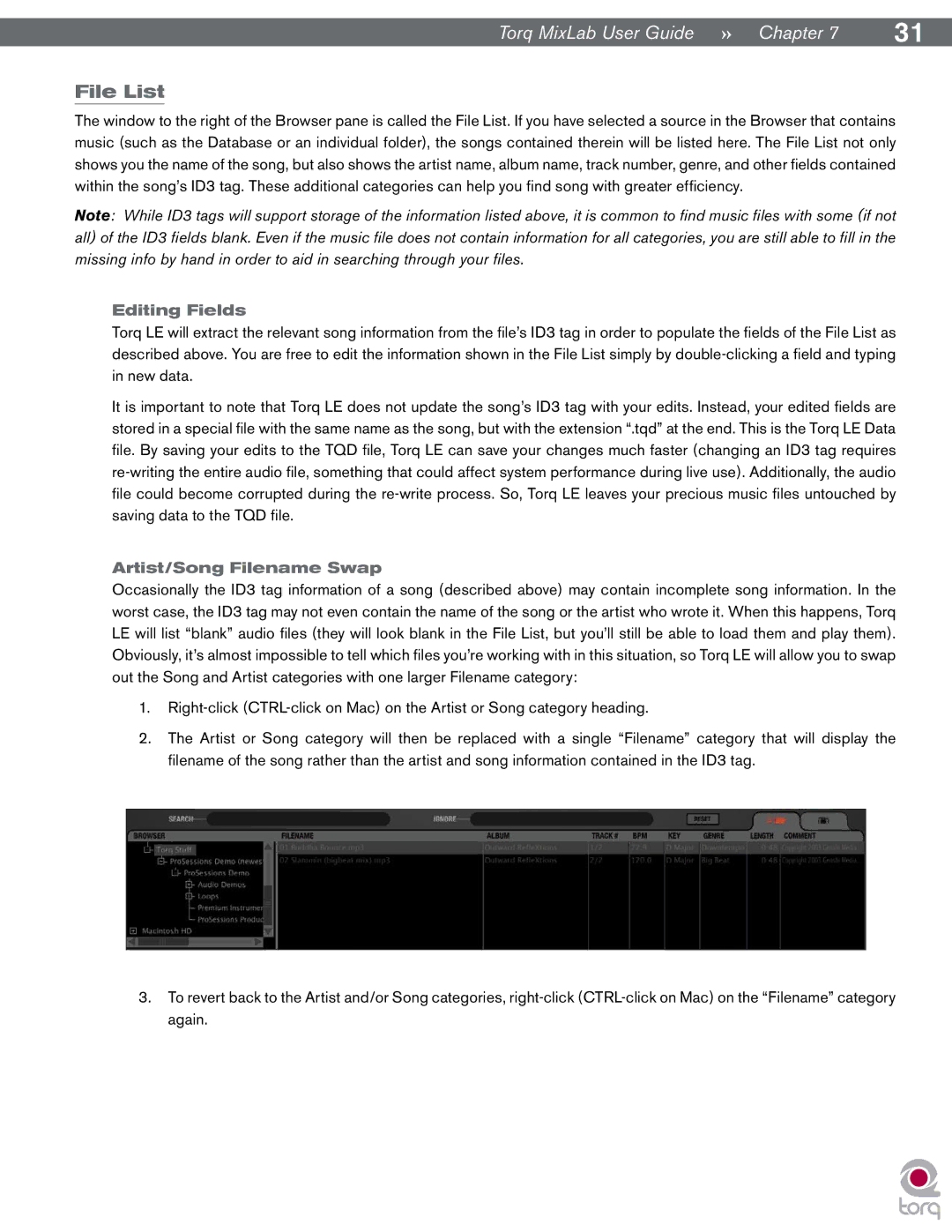 M-Audio Digital DJ System manual Editing Fields, Artist/Song Filename Swap 