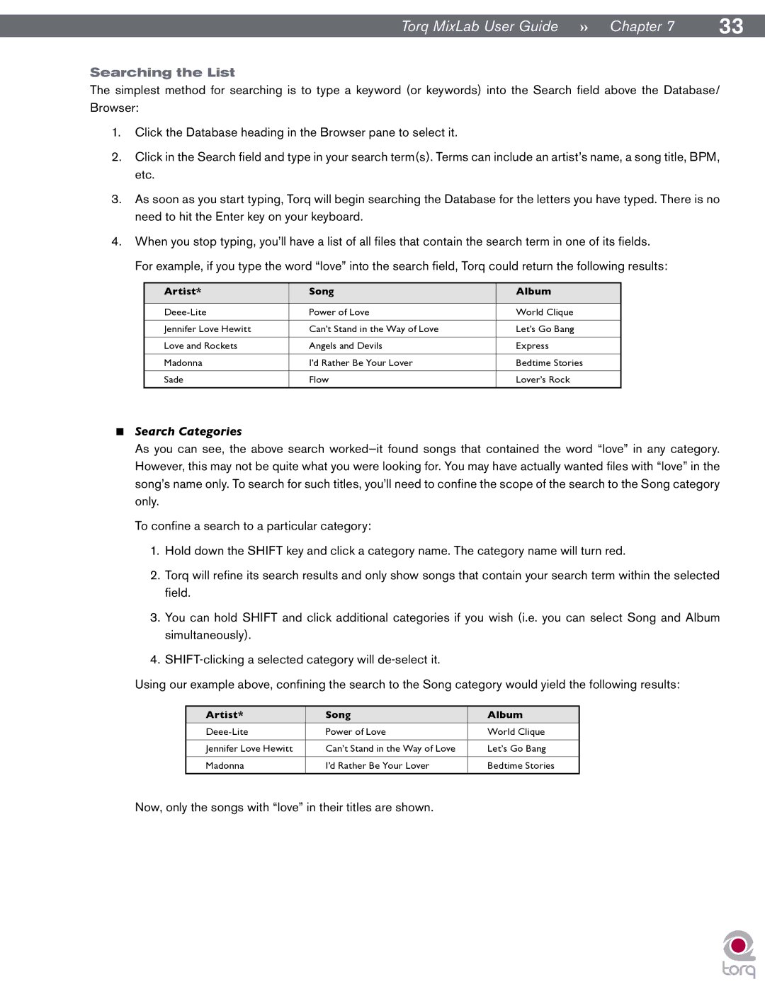 M-Audio Digital DJ System manual Searching the List, Search Categories 