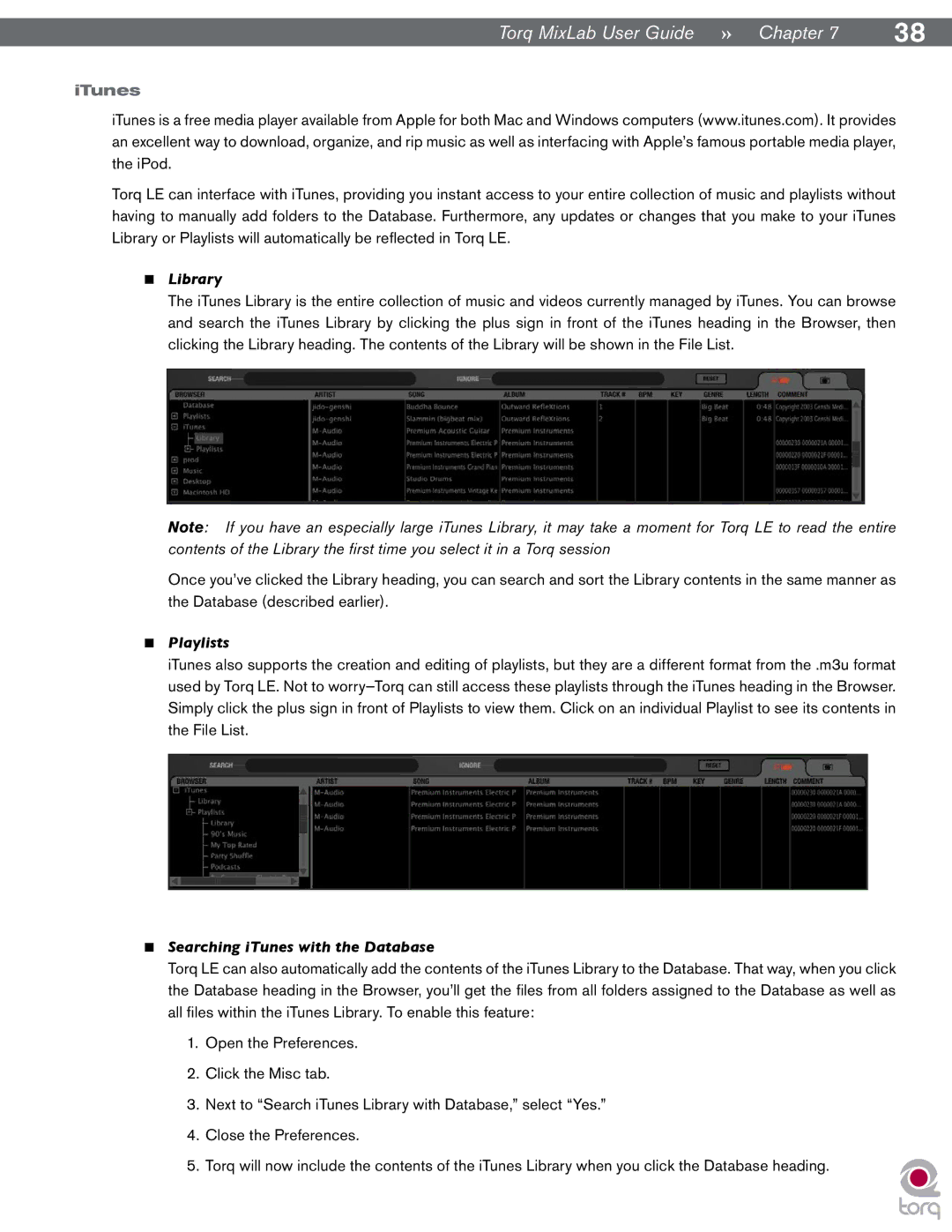 M-Audio Digital DJ System manual ITunes, Library, Playlists, Searching iTunes with the Database 