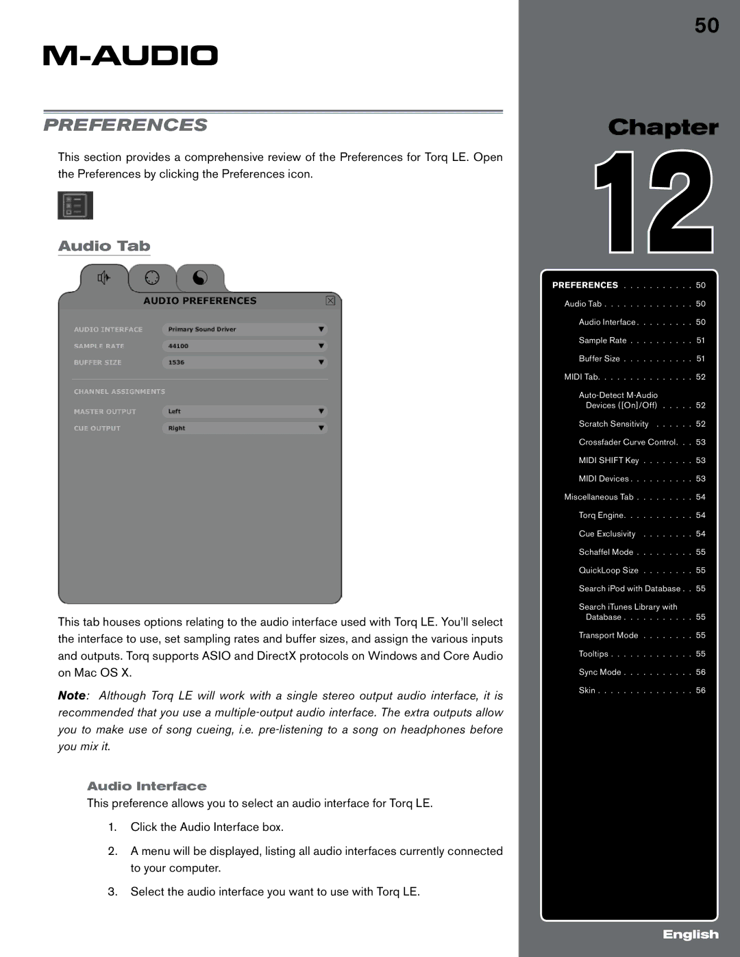 M-Audio Digital DJ System manual Preferences, Audio Interface 