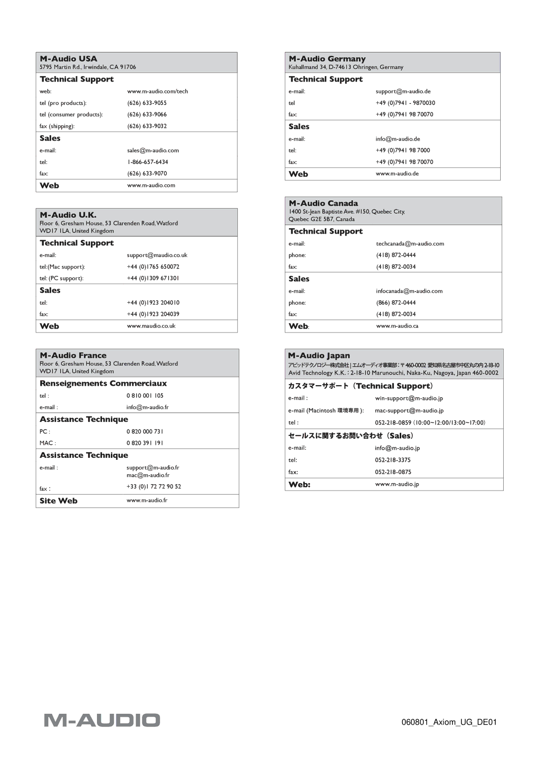 M-Audio Digital Piano manual Audio USA 