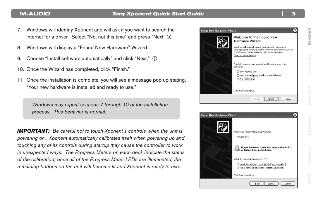 M-Audio DJ Equipment quick start Torq Xponent Quick Start Guide 