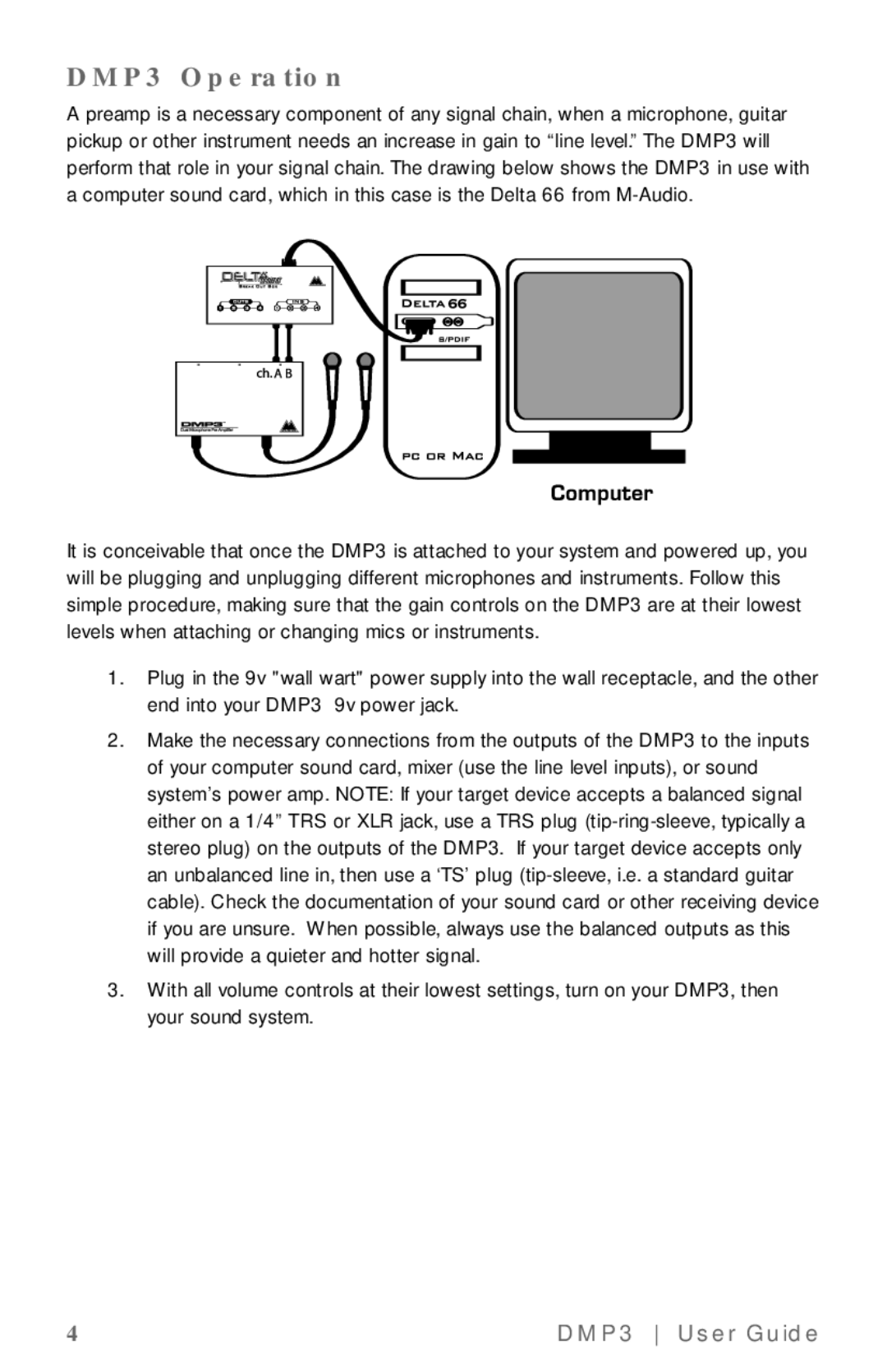 M-Audio manual DMP3 Operation 