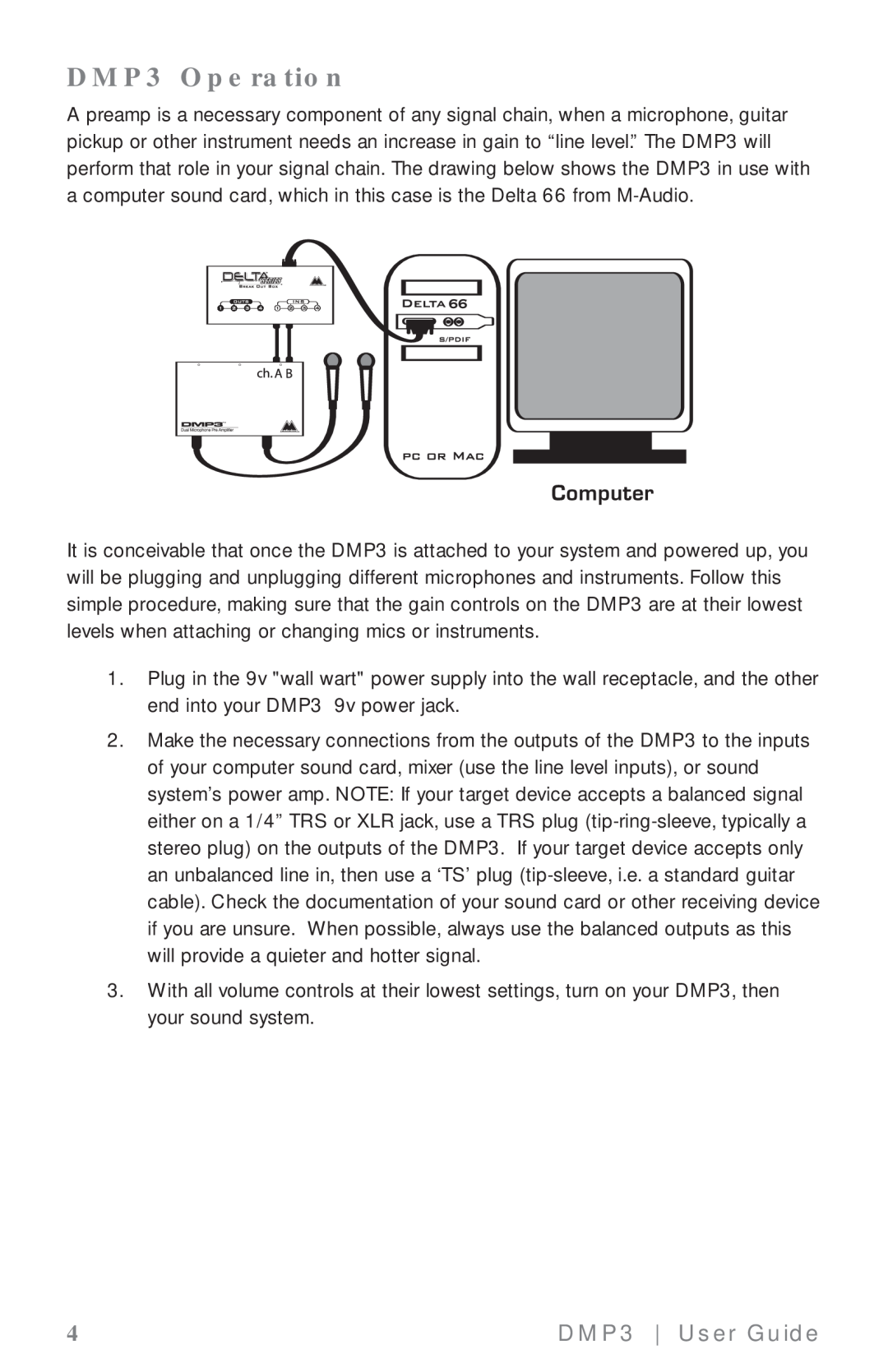 M-Audio manual DMP3 Operation, DMP3 User Guide 